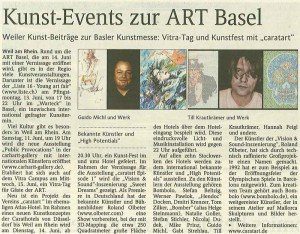 Artikel im Oberbadischen Volksblatt vom 09. Juni 2011